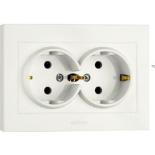 Braventa Collection Ovivo Grano Beyaz Ikili Topraklı Priz