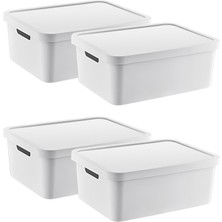 Braventa Collection 4'lü Set Stafi Çok Amaçlı Kapaklı Kutu Beyaz 12 Lt - Beyaz, Çok Amaçlı Kapaklı Kutu, Ev-Ofis-Depo Iç