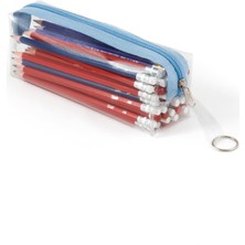 Braventa Collection Alp Collection Mavi Fermuarlı Kaliteli Pvc Şeffaf Kalemlik Makyaj Çantası Kalem Kutusu