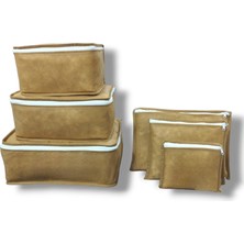 Braventa Collection Balkan Room 6'lı Bej Valiz Düzenleyici, Bavul Içi Düzenleyici Organizer Set
