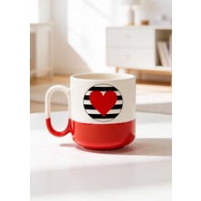 BB Design Kırmızı Kalp Tasarımlı Seramik Baskılı Pro Kupa Bardak 330ML
