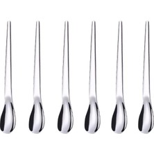 Braventa Collection 304 Çelik 6 Adet Gri Lüx Modern Çay Kaşığı Kahve Fincan Kaşığı CIN581BY-6