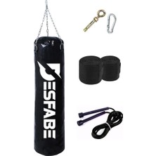 Braventa Collection Desfabe Boxing Star 70X25 cm Zincirli Boks Torbası Siyah+Askı Aparatı+El Bandajı+Atlama Ipi