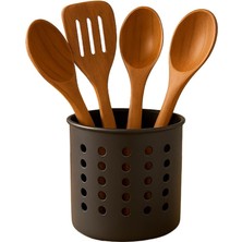 Braventa Collection Antrasit Silindir Kaşıklık– Modern Delikli Tasarım, Hava Geçişli Dayanıklı Mutfak Düzenleyici Kaşıkl