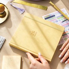 Braventa Collection 2026 Dikey Haftalık Ajanda 12 Aylık Sert Kapak 18X20 cm - Sarı