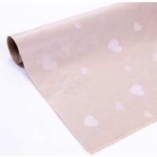 Braventa Collection 10LU Ambalaj, Paket Kağıdı, 70X100 cm Kalp Desenli, Kraft-Beyaz Tek Ebat