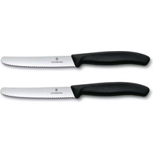 Braventa Collection | Mutfak Bıçağı Seti | 2 Adet Siyah | Bıçak Uzunluğu: 11 cm | Ekstra Keskin Tırtıklı | Ergonomik Sap