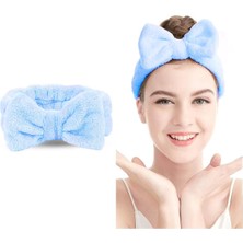 Braventa Collection Toyaş Fiyonk Peluş Bandana Makyaj Spa Saç Bandı Buz Mavi
