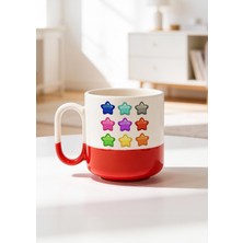 BB Design Renkli Yıldız Tasarımlı Seramik Baskılı Pro Kupa Bardak 330ML