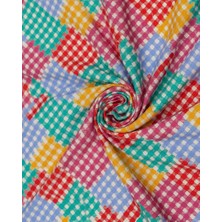 Podyum Baskı Rengarenk Geometrik Desenli Dijital Baskılı Döşemelik Koltuk Kumaşı, Kırlent, Minder Kumaşı 100X140CM