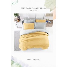 Braventa Collection Çift Kişilik Nevresim Takımı Pamuklu Çift Taraflı Lastikli Çarşaflı Hardal
