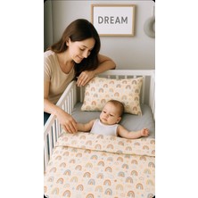 Braventa Collection Gökkuşağı Desenli Bebek Nevresim Takımı -%100 Pamuklu, Yumuşak Bebek Yatağı Seti - 1 Adet Nevresim V