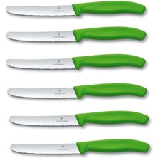 Braventa Collection 6 Adet Sofra Bıçağı - Domates Bıçağı Swiss Classic Tırtıklı - Isviçre Yapımı - Yeşil