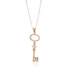 Berk Mücevherat 14 Ayar Altın Anahtar Figürlü Taşlı Kolye