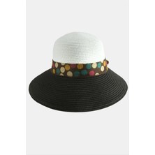 Starseven Benekli Fiyonglu Hasır Şapka