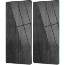 Braventa Collection Decovetro Cam Kahve Sofra Sunum Tablası 2'li Set Siyah Desenli