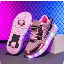 Braventa Collection Yasee(22) LED Işıklı Paten Nefes Alabilen Teknoloji Sokak Modası Için Ideal Gül Pembesi-34