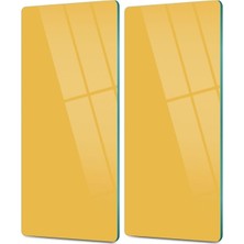 Braventa Collection Decovetro Cam Kahve Sofra Sunum Tablası 2'li Set Ral Sarı Renkli