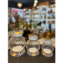 Miss Betty Lemon 3'lü Porselen Cam Tombul Kavanoz