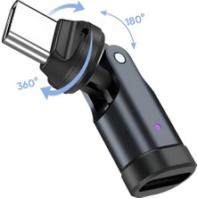 Lunatic Alfais 0960 USB Type-C Otg Çevirici Adaptör 540° Döner PD240W 5A Şarj Veri Dönüştürücü 360 Derece Dönebilen Gövde ve 180 Derece Bükülebilen Başlık ile Kablo Kırılmalarına Son