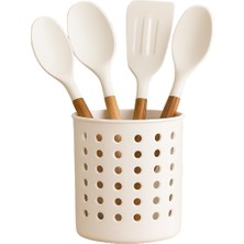 Braventa Collection Beyaz Kaşıklık Beyaz Silindir Plastik Kaşıklık – Modern Delikli Tasarım, Hava Geçişli Dayanıklı Mutf