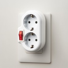 Braventa Collection Kablosuz Açma Kapamalı Anahtarlı 2'li Beyaz Grup Priz Golyat Düğmeli Fiş Topraklı Çoklu Çoğaltıcı