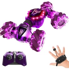 Braventa Collection Giffy/oyuncak Uzaktan ve Bilek Kumandalı Şarjlı LED Işıklı Full Fonksiyon Akrobat Drift Aracı (Mor)