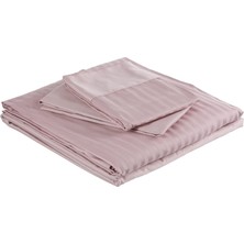 Braventa Collection Basic Stripe Düz %100 Pamuk Nevresim Takımı, Lila, Çift Kişilik