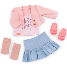 Braventa Collection Our Generation – 46 cm Oyuncak Bebekler Için Oyuncak Bebek Kıyafeti – Bluz Üst, Pembe Hırka, Pileli