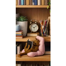 Braventa Collection Razmo Kitap Okuyan Kedi Pembe Yastıklı Obje Torpido Süsü ve Masaüstü Dekoru Ev Dekorasyonu Hediye Al