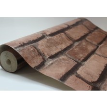 Braventa Collection Tetik Duvar Kağıtları Golden Tuğla Desenli Duvar Kağıdı 0.53 x 10 Bordo-Kremit