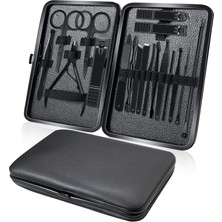 Braventa Collection 18 Parça Tırnak Makası Bakım Seti - Paslanmaz Çelik Siyah Manikür Pedikür Seti, Yüz El ve Ayak Bakım