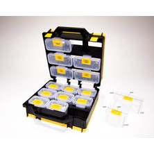 Braventa Collection Vida,dübel,civata Kutusu Hırdavat Çantası Avandanlık 15 Gözlü Sarı-Siyah