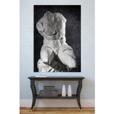 Braventa Collection Mgi Klasik Yunan Torso Heykeli Tablo, Rönesans Beyaz Erkek Gövde Estetik Duvar Dekoru, 70X100 cm
