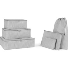 Braventa Collection Home Textile 6'lı Gri Balıksırtı Bavul Içi Düzenleyici Set