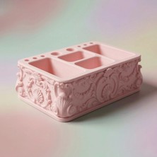 Atatuğ Hediyelik Barok Dönem El Işçiliği Görünümlü 3D Baskı Mat Pembe Makyaj Düzenleyici