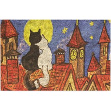 Braventa Collection Kedi Köpek Komik Tasarımlı Dekoratif Kapı Önü Paspas, Dış Mekan/ev Içi/banyo/mutfak/yatak Odası/giri