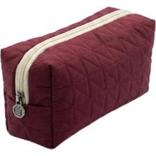 Braventa Collection Lüks Bordo Kapitone Desenli Makyaj ve Kozmetik Çantası