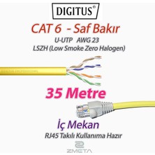Digitus Cat6 Kullanıma Hazır Saf Bakır U-Utp Lszh (Low Smoke Zero Halogen) Ağ Internet Kablosu Sarı