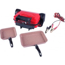 Braventa Collection Şahika Termo Oto Yemek Pişirme Makinası, 24 Volt Araç Tost Makinesi, Kırmızı Siyah