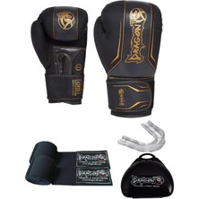 Braventa Collection Dragon Do Legacy Kick Boks Eldiveni Muaythai Müsabaka Antreman 3'li Set Siyah 10 Oz
