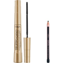 Braventa Collection L’oréal Paris Telescopic Maskara - Siyah & Mini Paradise Le Khol Siyah Göz Kalemi Makyaj Seti
