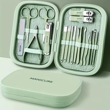 Braventa Collection 18 Parça Su Yeşili, Mıknatıslı Özel Kutuda Cam Törpülü Paslanmaz Çelik Manikür Pedikür Bakım Seti