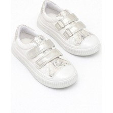 Kız Çocuk Gümüş Yumuşak Ortopedik Kaydırmaz Taban Spor Ayakkabı