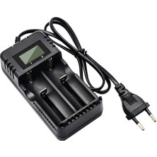 Braventa Collection Gbformat Akü Şarj Cihazı LCD Ekran Lityum Iyon Pil Şarj Cihazı Akıllı Hızlı Şarj 2 Yuvalı Kafa Çok S