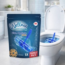 Wellnax Blue Hygiene Orange Tuvalet Temizleyici Klozet Blok 5’li Aile Paketi – Portakal Kokulu, 5 x 50 gr