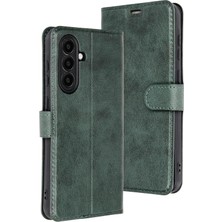 Braventa Collection Anka Cep Cep Telefonu Aksesuarları A56 ile Uyumlu Trend S Kapaklı Kartlıklı Cüzdan Kılıf Yeşil, Tren