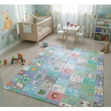 Braventa Collection Katlanabilir Çift Taraflı Eğitici Çocuk Oyun Matı, Halısı 180X150 (Taşıma Çantalı)-Mavi Alfabe