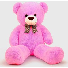 Braventa Collection Papyonlu Sevimli Peluş Şaşkın Ayı 80 cm - Sevgiliye Özel Hediye Fuşya
