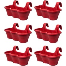 Braventa Collection So-Tom5 Tombik Askılı Balkon Saksı 10 Lt Kırmızı 6 Adet